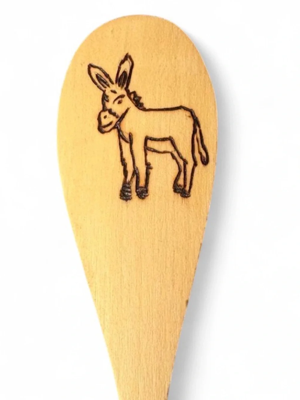 Handmade cottagecore bamboo spoon with wood-burned designs